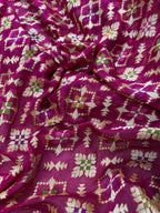 Rani Geometric Meenakari Pure Chiffon Silk Banarasi Saree