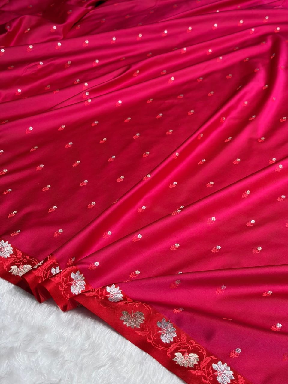 Rani Pink Sona Roopa Mashru Katan Silk Banarasi Saree