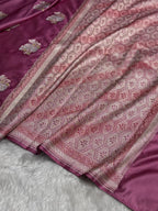 Mauve Pink Meenakari Mashru Katan Silk Banarasi Saree