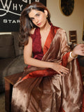 Rust Orange Pure Glass Tissue Silk Banarasi Saree