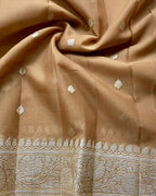 Camel Brown Pure Khaddi Chiffon Silk Banarasi Saree