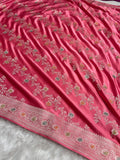 Baby Pink Meenakri Mashru Katan Silk Banarasi Saree