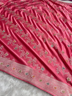 Baby Pink Meenakri Mashru Katan Silk Banarasi Saree