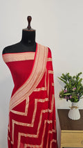 Red Pure Khaddi Georgette Silk Banarasi Saree