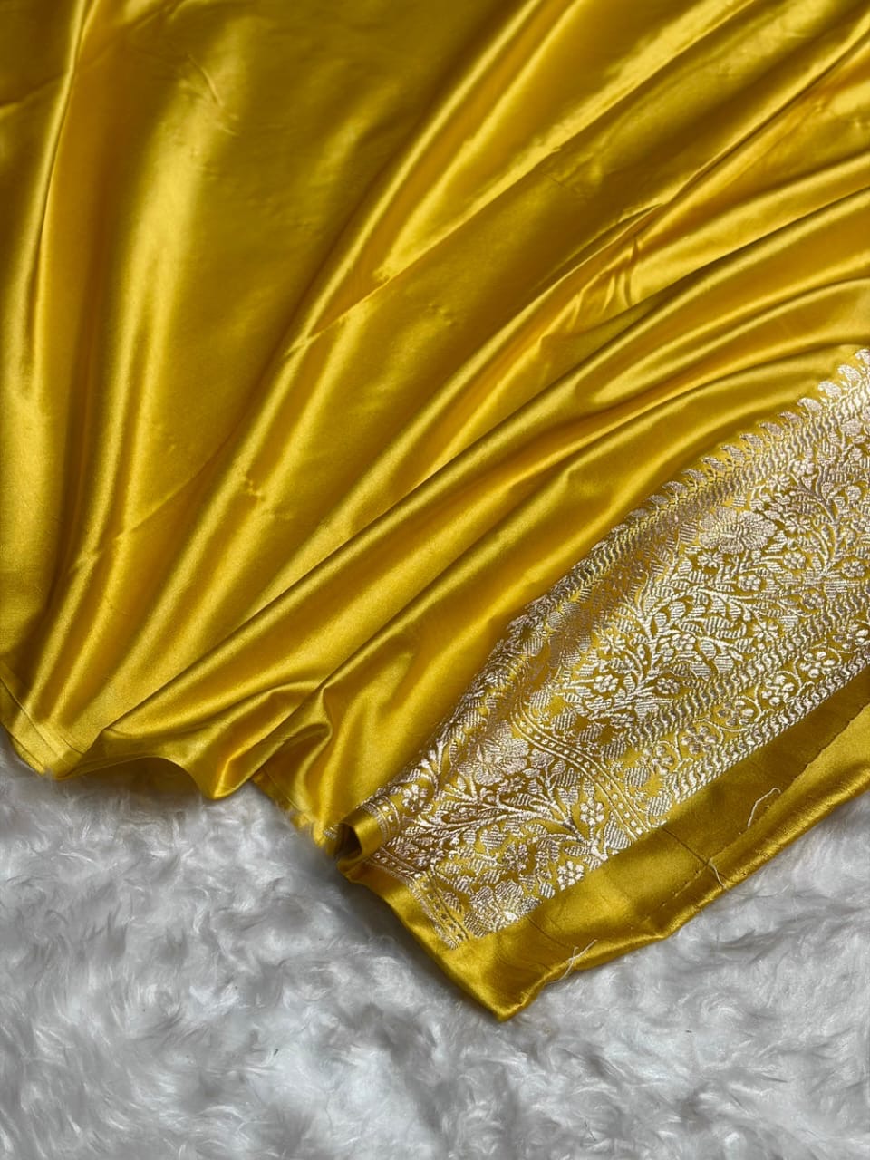Yellow Meenakari Mashru Katan Silk Banarasi Saree