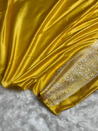 Yellow Meenakari Mashru Katan Silk Banarasi Saree