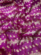 Rani Pure Chiffon Silk Banarasi Stripe Saree