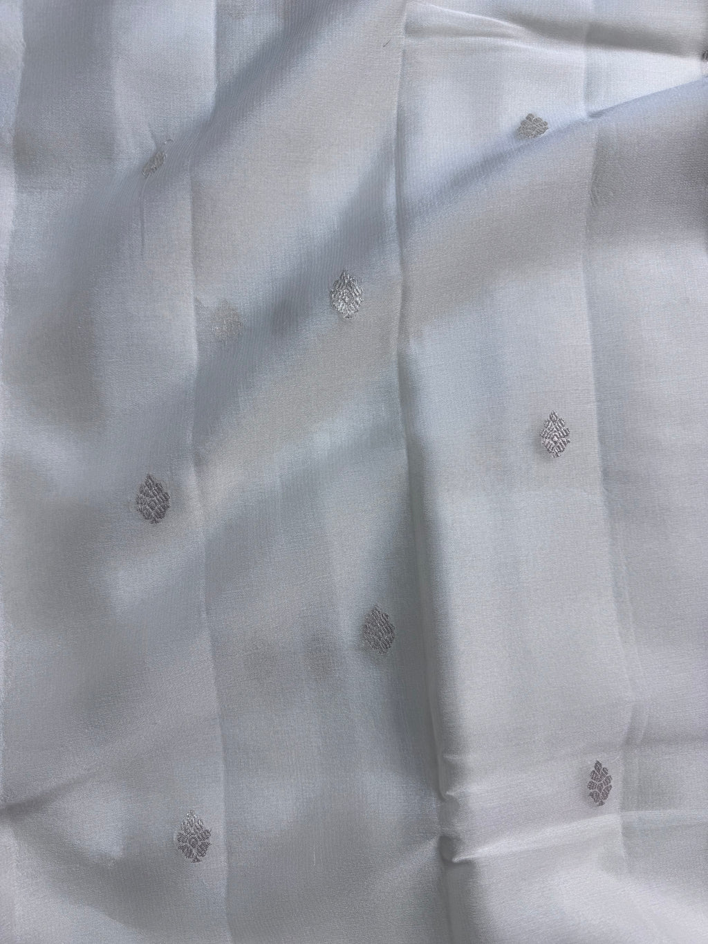 White Pure Khaddi Chiffon Silk Banarasi Saree
