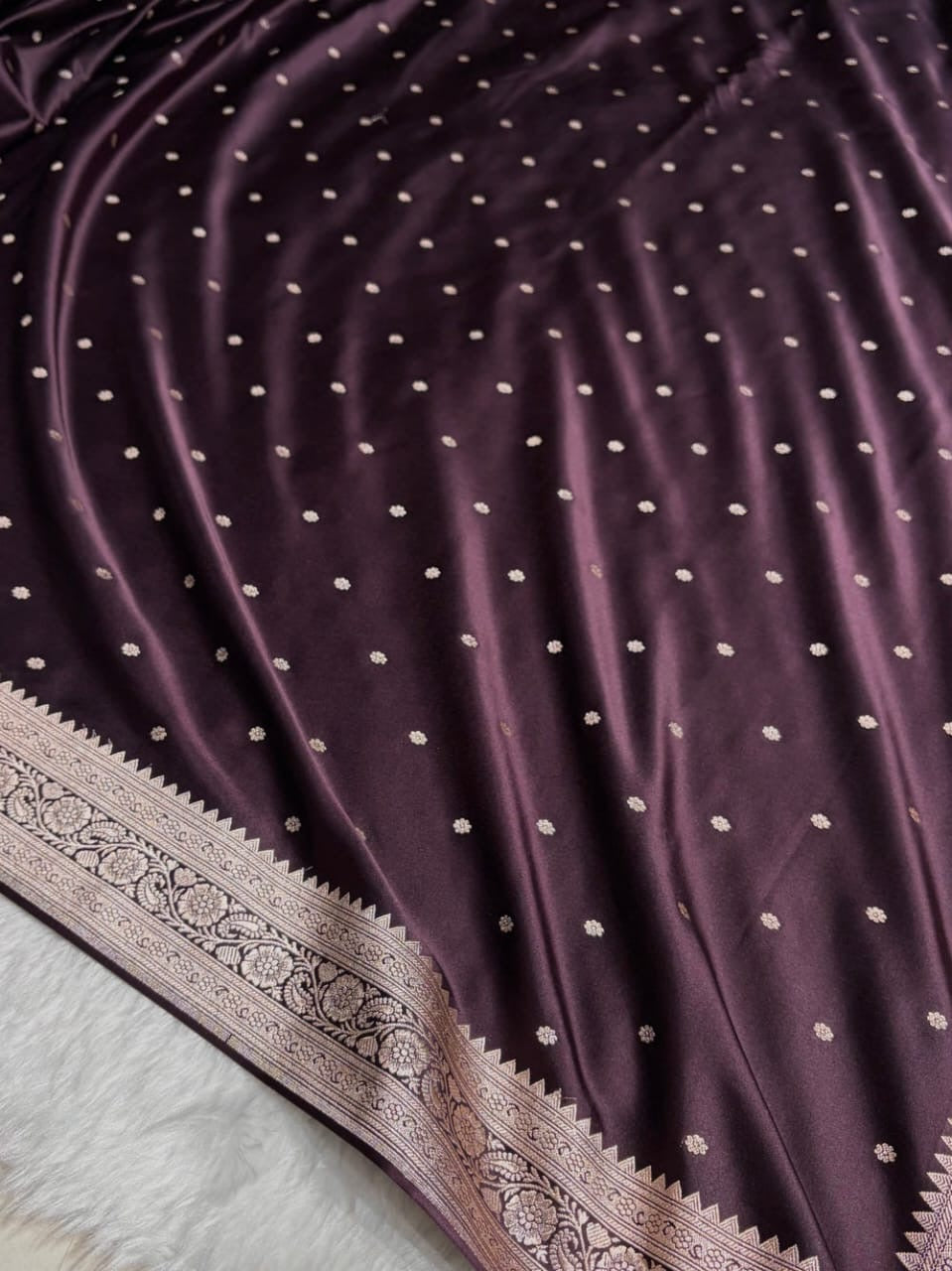 Deep Wine Mashru Katan Silk Banarasi Saree