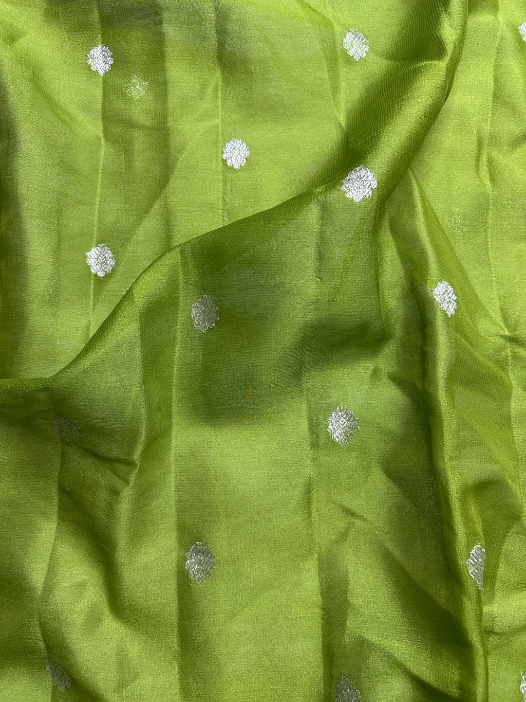 Green & Dark Green Pure Khaddi Chiffon Silk Banarasi Saree