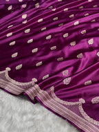 Deep Wine Purple Mashru Katan Silk Banarasi Saree