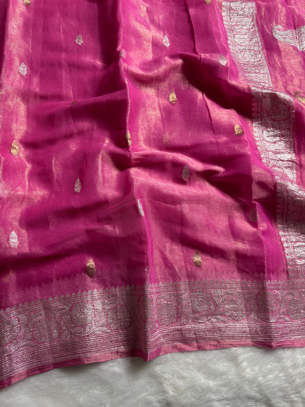 Pink Pure Khaddi Tissue Sona & Roopa Banarasi Saree
