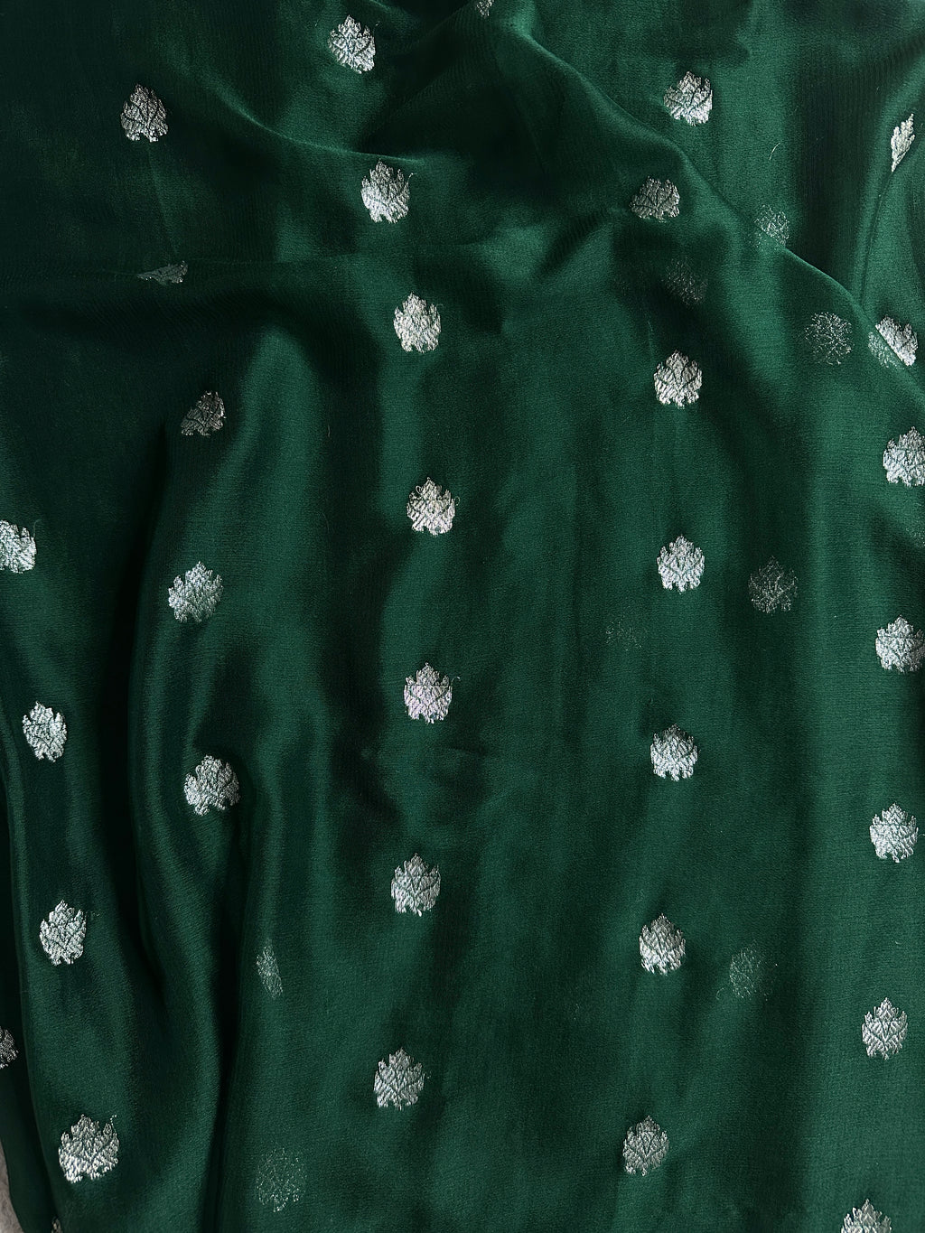 Green & Red Pure Khaddi Chiffon Silk Banarasi Saree