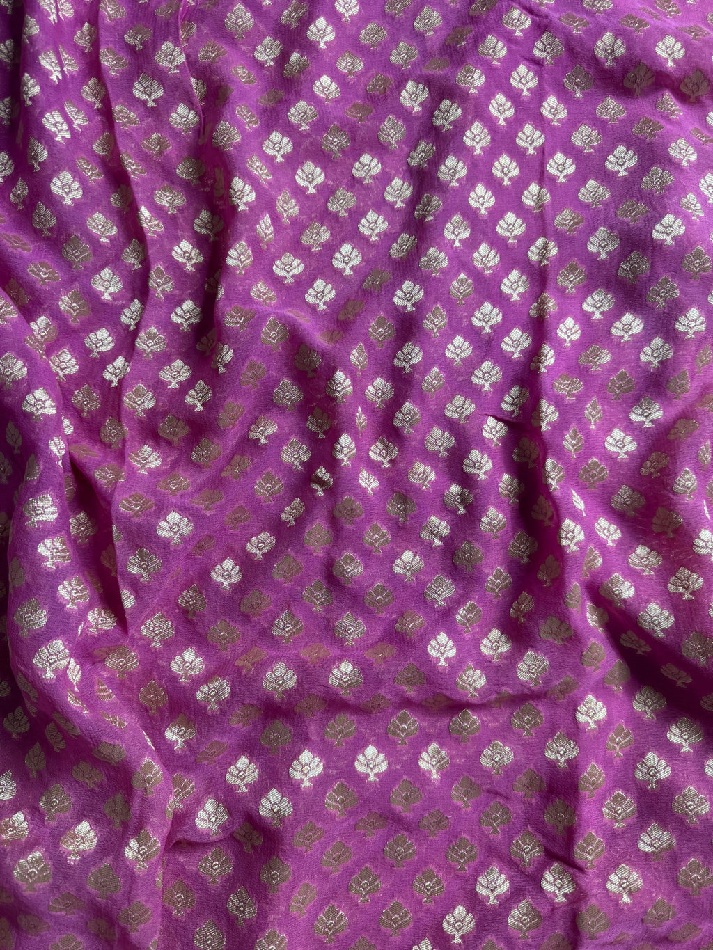 Onion Pink Pure Khaddi Georgette Silk Banarasi Saree