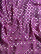 Onion Pink Pure Khaddi Georgette Silk Banarasi Saree