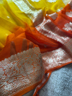 Half & Half Pure Khaddi Chiffon Silk Banarasi Saree