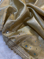 Yellow Tissue Silk Banarasi Saree With Ghungroo & Mirror Work Designer Border Lace Saree