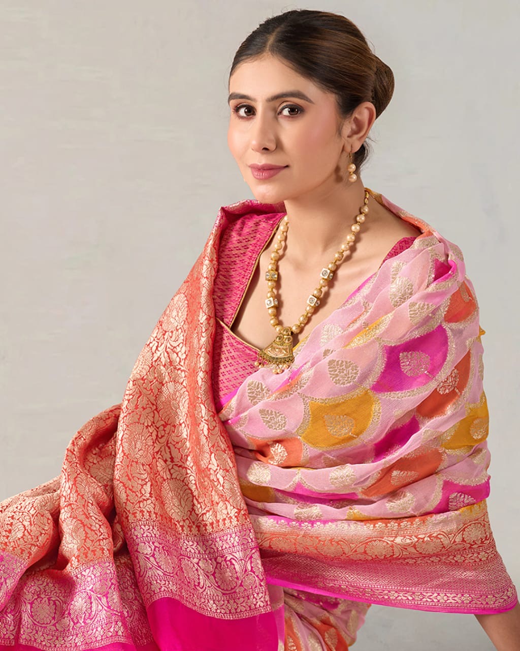 Rangkat Pure Khaddi Georgette Silk Banarasi Saree
