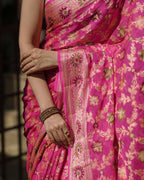 Pink Pure Chiffon Silk Banarasi Saree