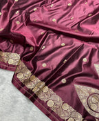 Wine Maroon Mashru Katan Silk Banarasi Saree