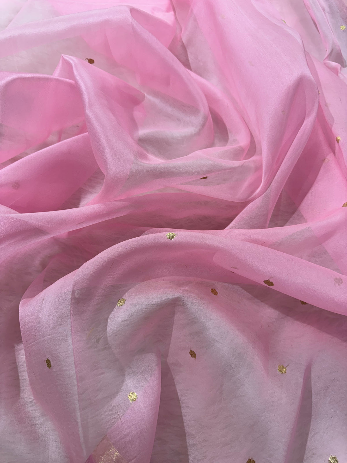 Baby Pink & Rani Pink Pure Kora Organza Silk Banarasi Saree