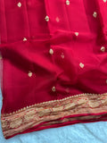 Red Pure Khaddi Chiffon Silk Banarasi Saree