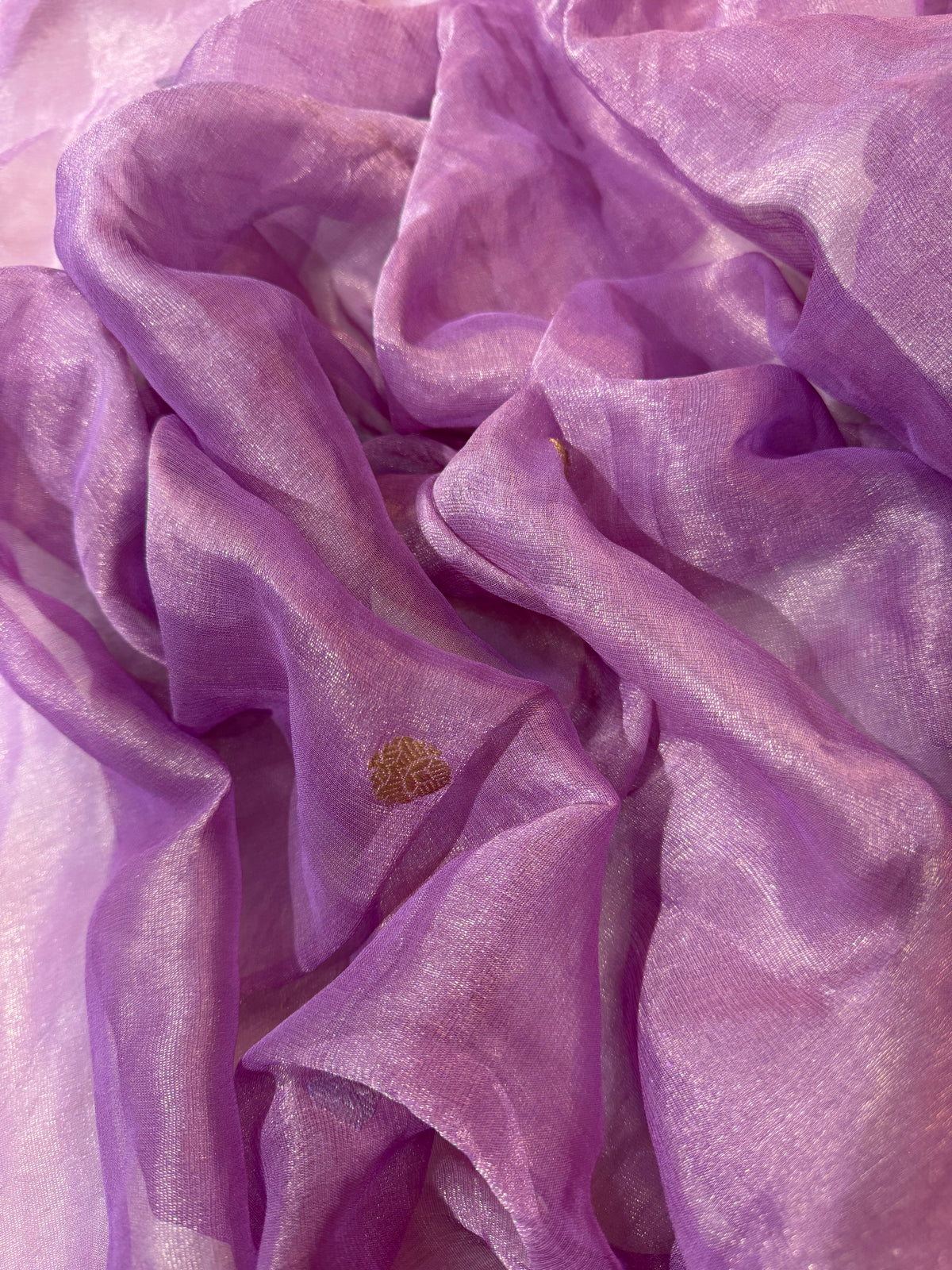 Lavender Pure Khaddi Tissue Chiffon Sona & Roopa Meenakari Banarasi Saree