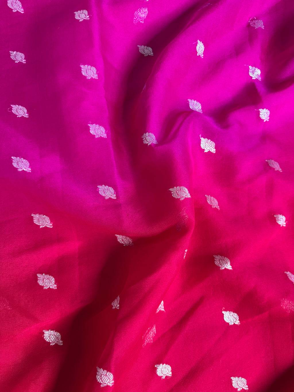 Red Rani Pure Khaddi Chiffon Silk Banarasi Half & Half Saree