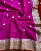 Red & Rani Pure khaddi Chiffon Silk Banarasi Saree