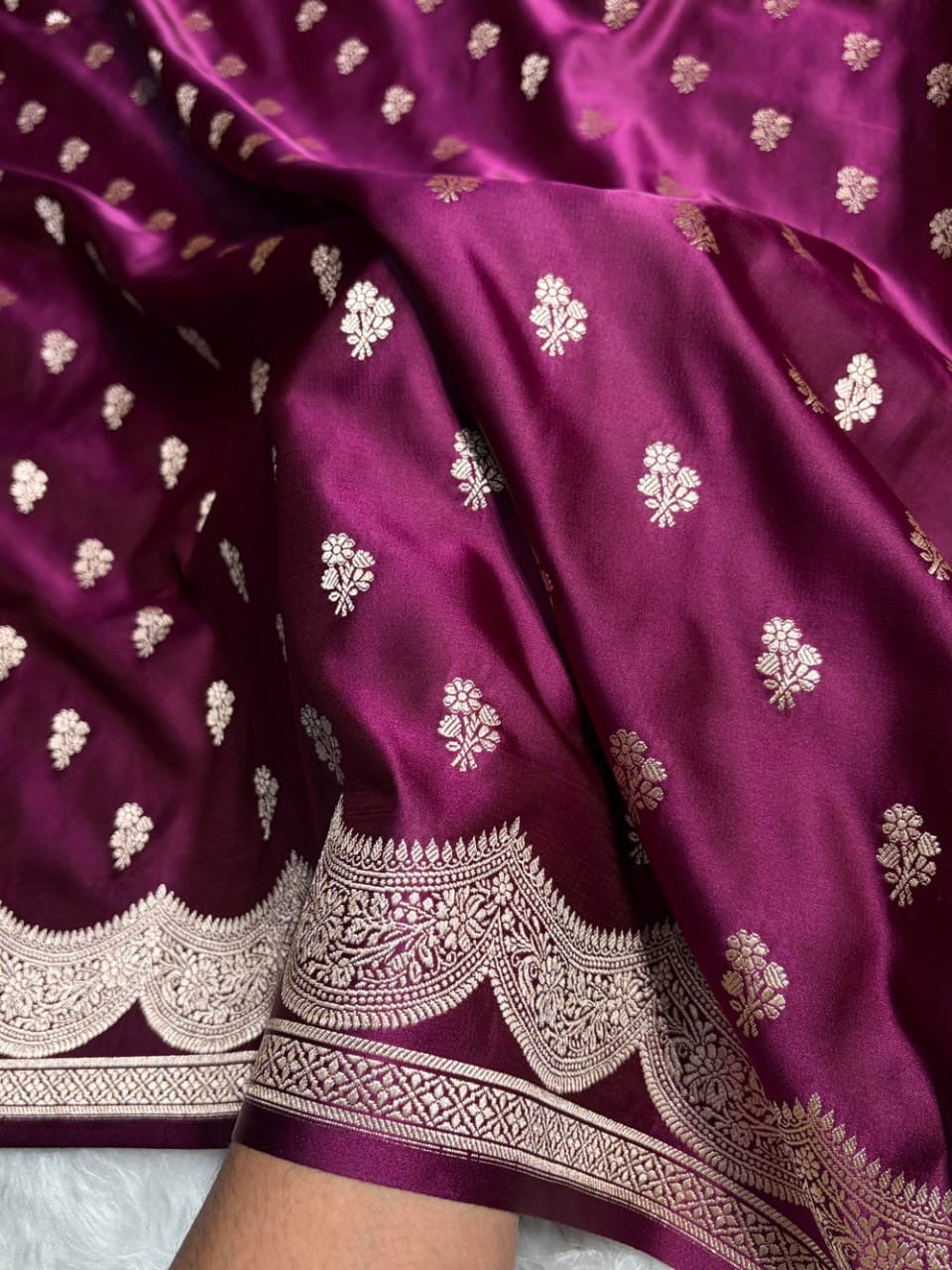 Magenta Mashru Katan Silk Banarasi Saree