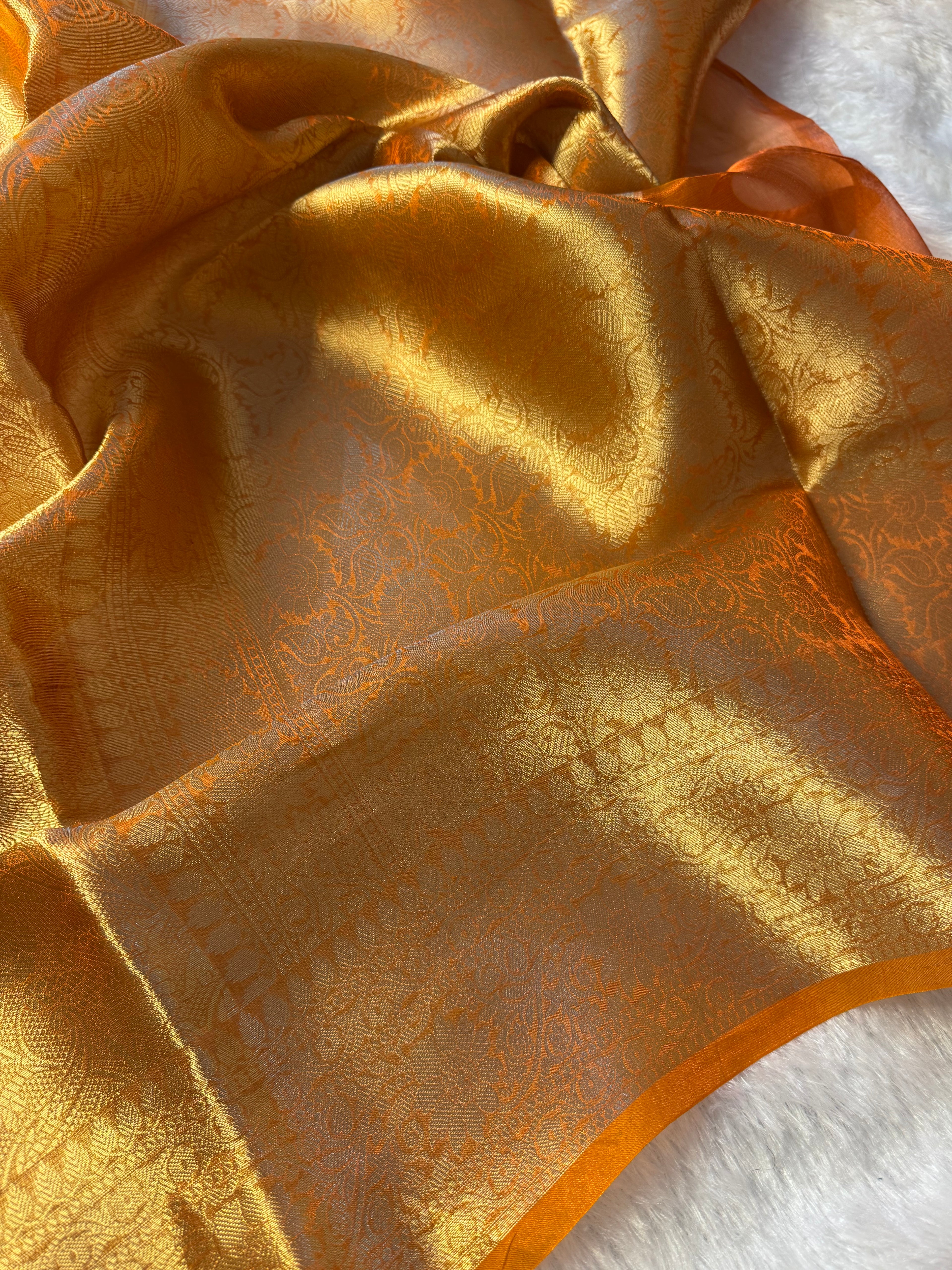 Mustard Pure Tissue Silk Banarasi Saree