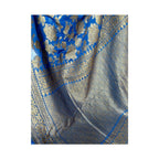 Royal Blue Pure Khaddi Georgette Silk Banarasi Saree