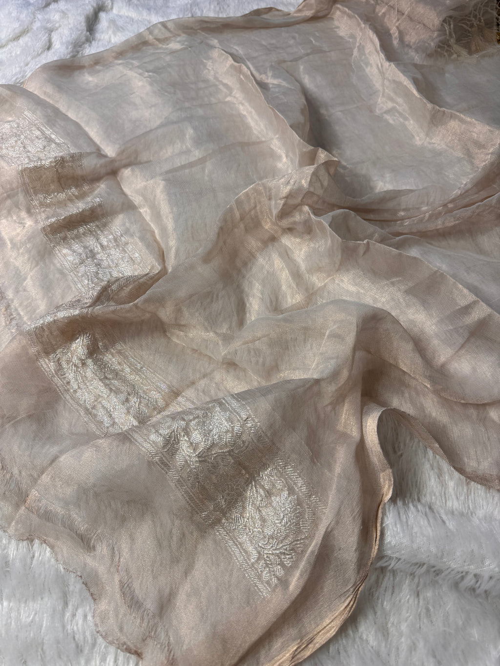 Natural Pure Khaddi Tissue Chiffon Sona & Roopa Banarasi Saree