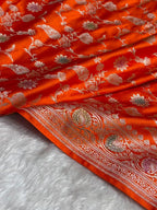 Orange Jall Meenakari Mashru Katan Silk Banarasi Saree