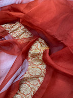 Rust Pure Khaddi Chiffon Silk Banarasi Saree