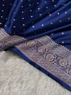 Navy Blue Meenakari Mashru Katan Silk Banarasi Saree