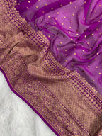 Purple Pure Khaddi Georgette Silk Banarasi Saree
