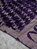Purple Meenakari Mashru Katan Silk Banarasi Saree