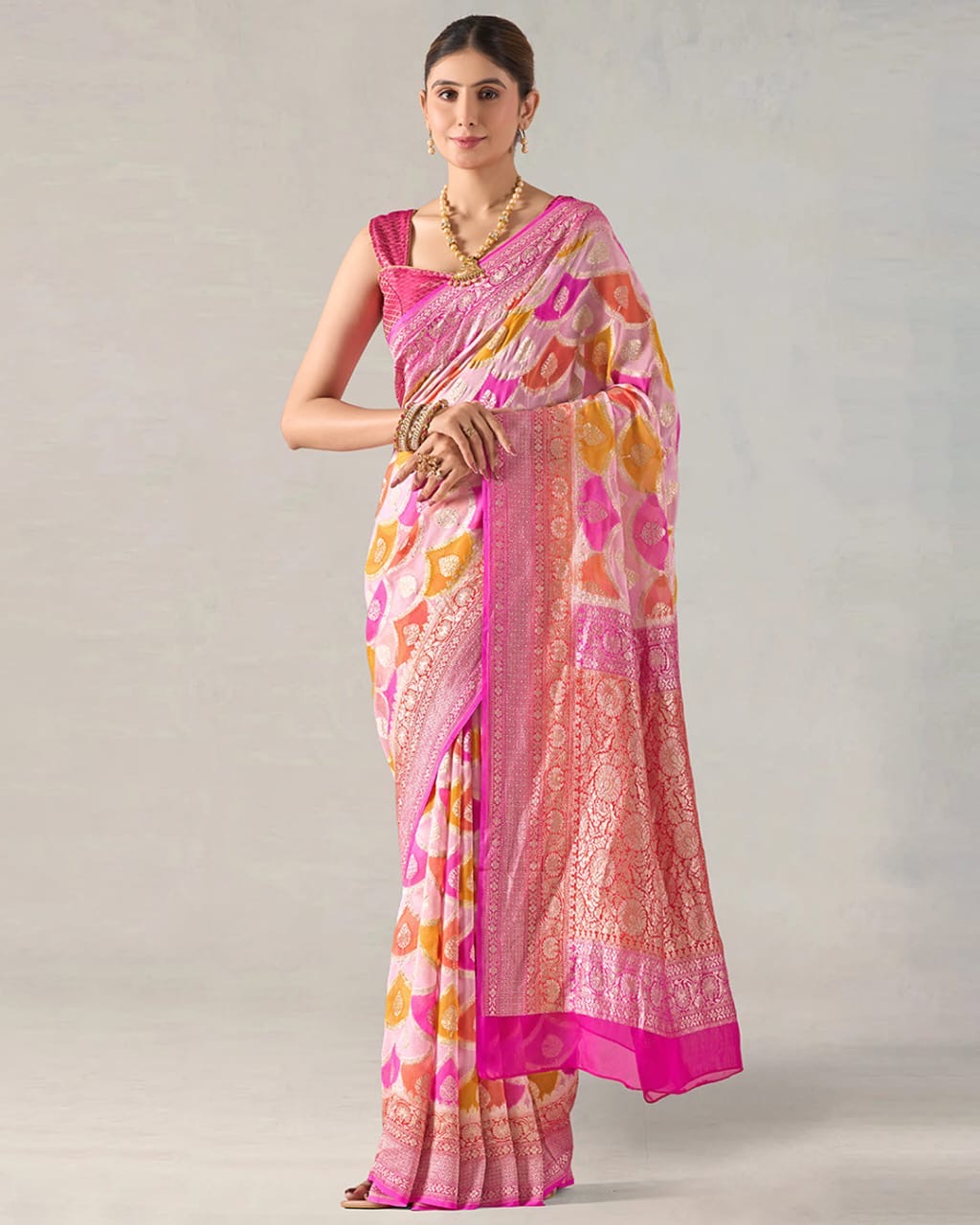 Rangkat Pure Khaddi Georgette Silk Banarasi Saree