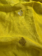 Yellow Pure Khaddi Tissue Chiffon Sona & Roopa Meenakari Banarasi Saree