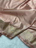 Dusty Peach Mashru Katan Silk Banarasi Saree