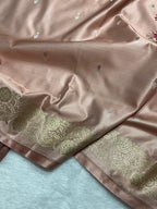 Dusty Peach Mashru Katan Silk Banarasi Saree