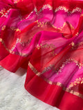 Rangkat Red Rani Pure Kora Organza Silk Banarasi Saree