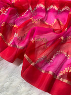 Rangkat Red Rani Pure Kora Organza Silk Banarasi Saree
