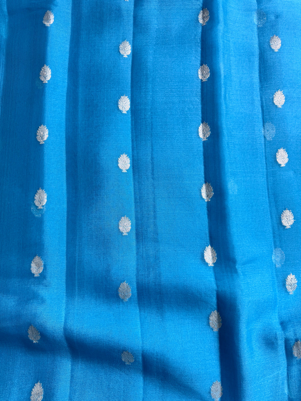 Pure khaddi Chiffon Silk Banarasi Border Booti 3d Saree