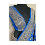 Royal Blue Pure Khaddi Georgette Silk Banarasi Saree