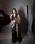 Black Pure Glass Tissue Silk Banarasi Saree