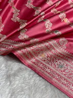 Rosy Pink Meenakari Mashru Katan Silk Banarasi Saree