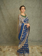 Nita Ambani Royal Blue Pure Katan Meenakari Jall Handloom Banarasi Silk Saree