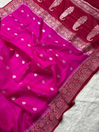 Rani & Red Pure Khaddi Chiffon Silk Banarasi Saree